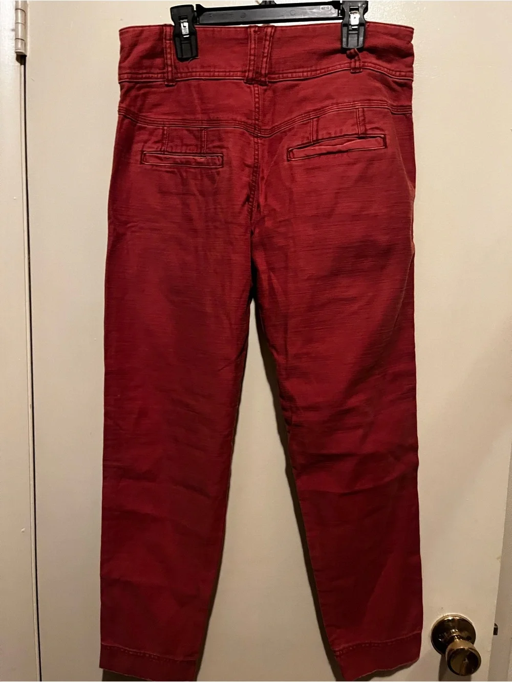 Free People Deep Red Capris with Subtle Gold Accent